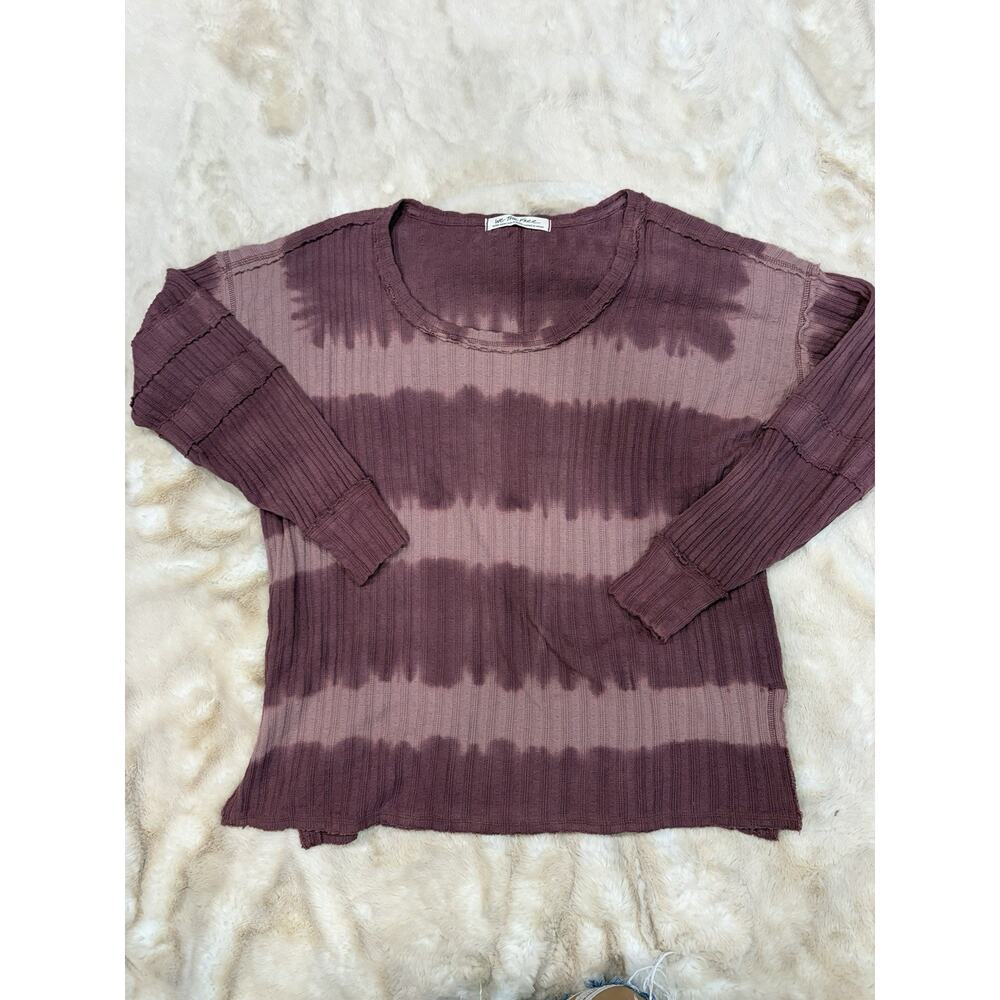 Free People We The Free Thermal Top XS Purple Tie Dye Long Sleeve Boho